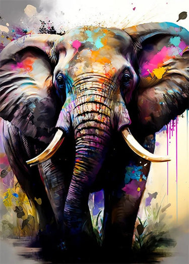 Vibrant Abstract Elephant Canvas Wall Art - InspiredGrabs.com